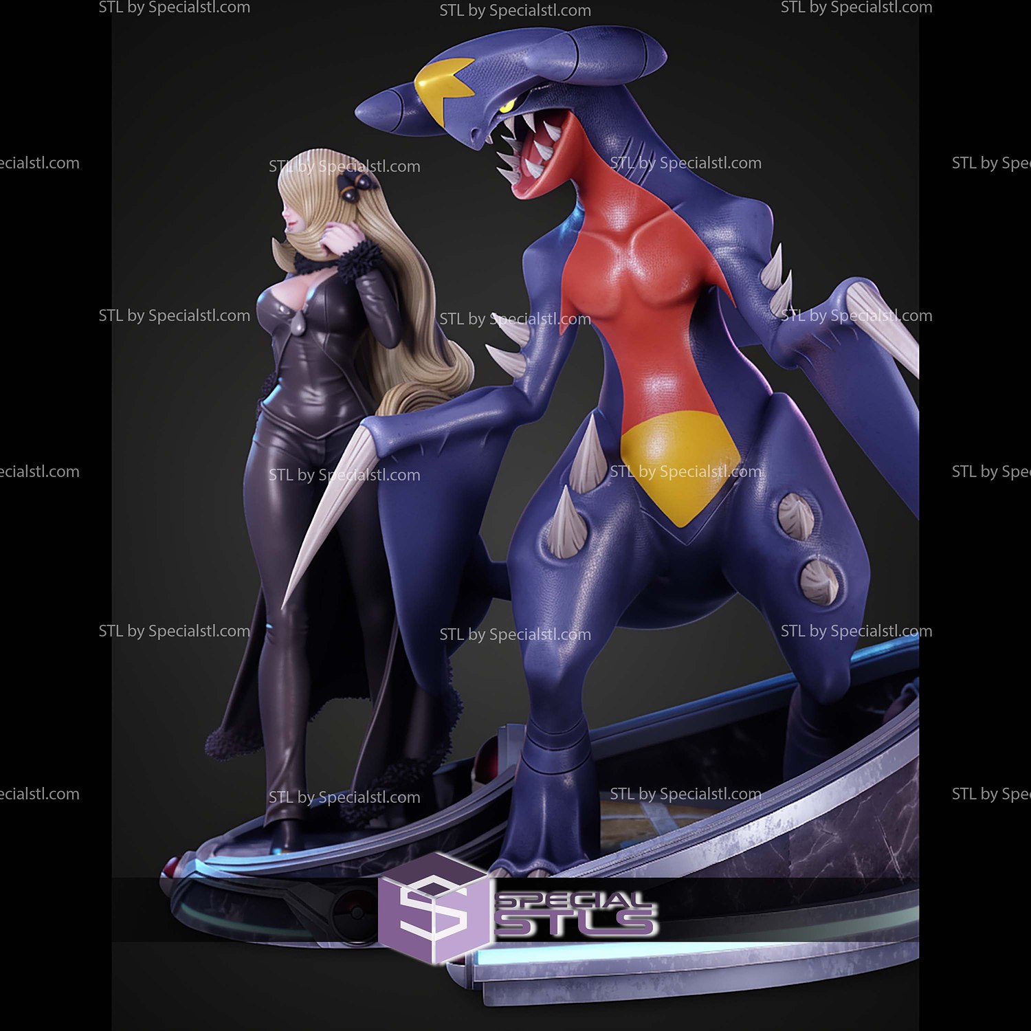 Cynthia And Garchomp 1 6 STL Files 3D Model — view 5