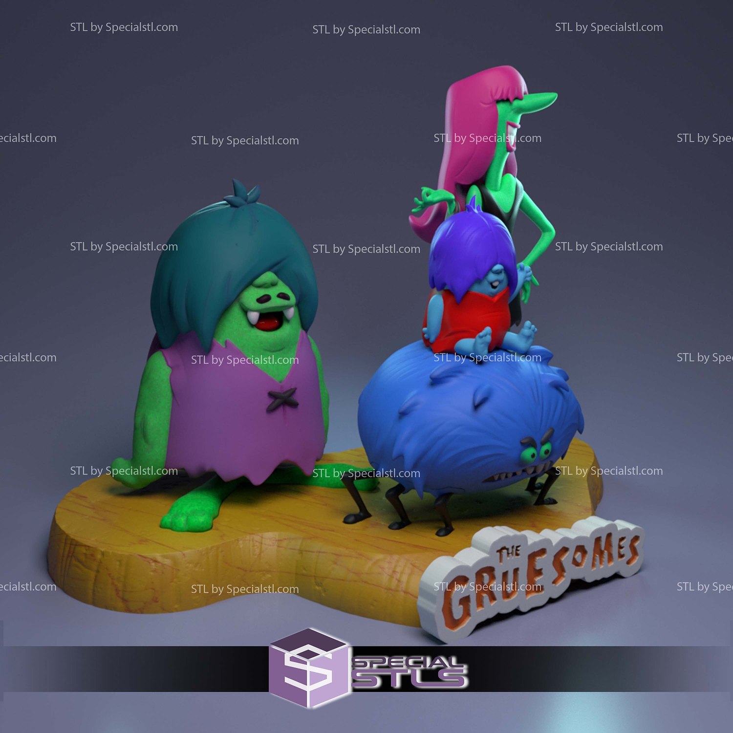 The Gruesomes The Flintstones Friends Sculptures 3D Printing STL Model — view 2