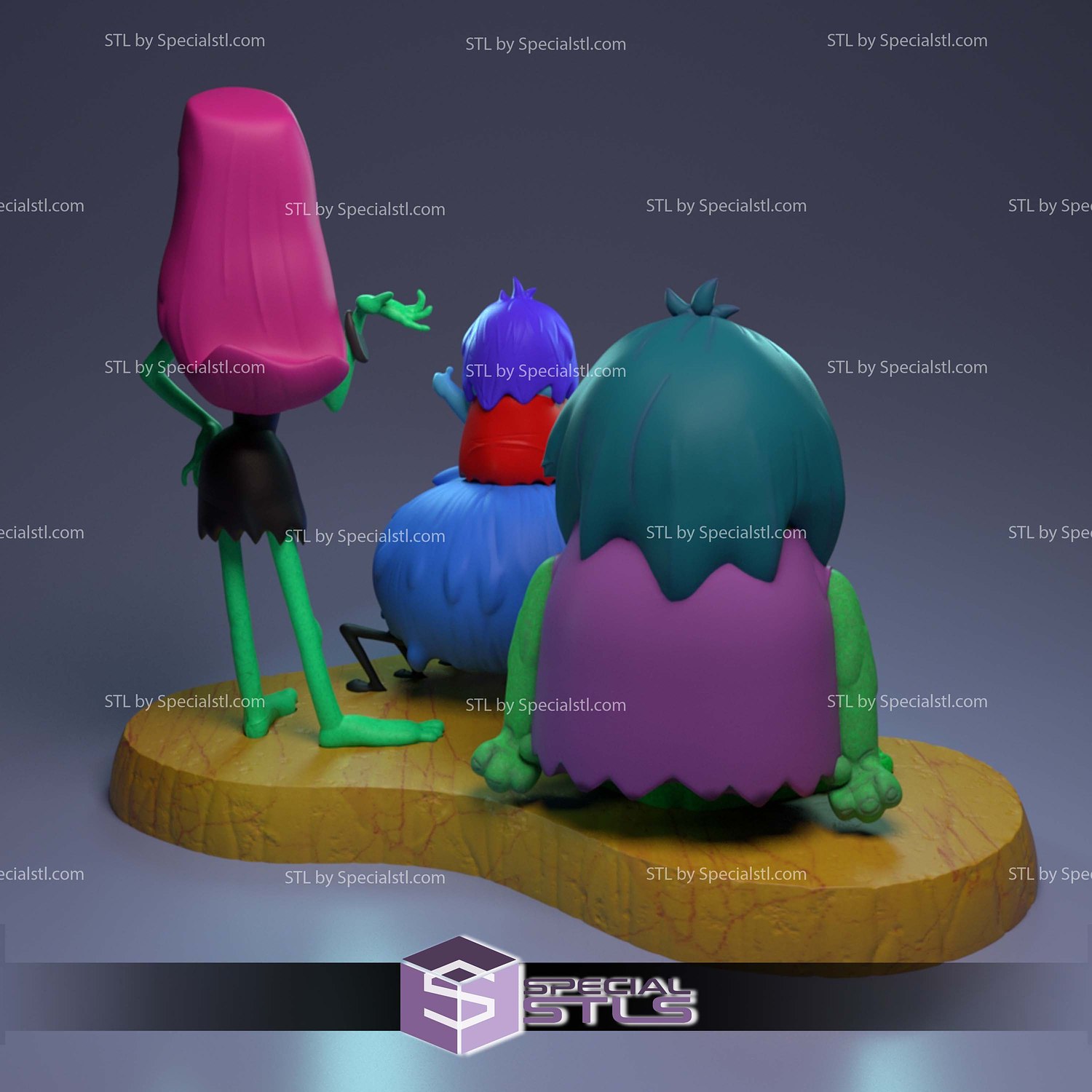 The Gruesomes The Flintstones Friends Sculptures 3D Printing STL Model — view 3