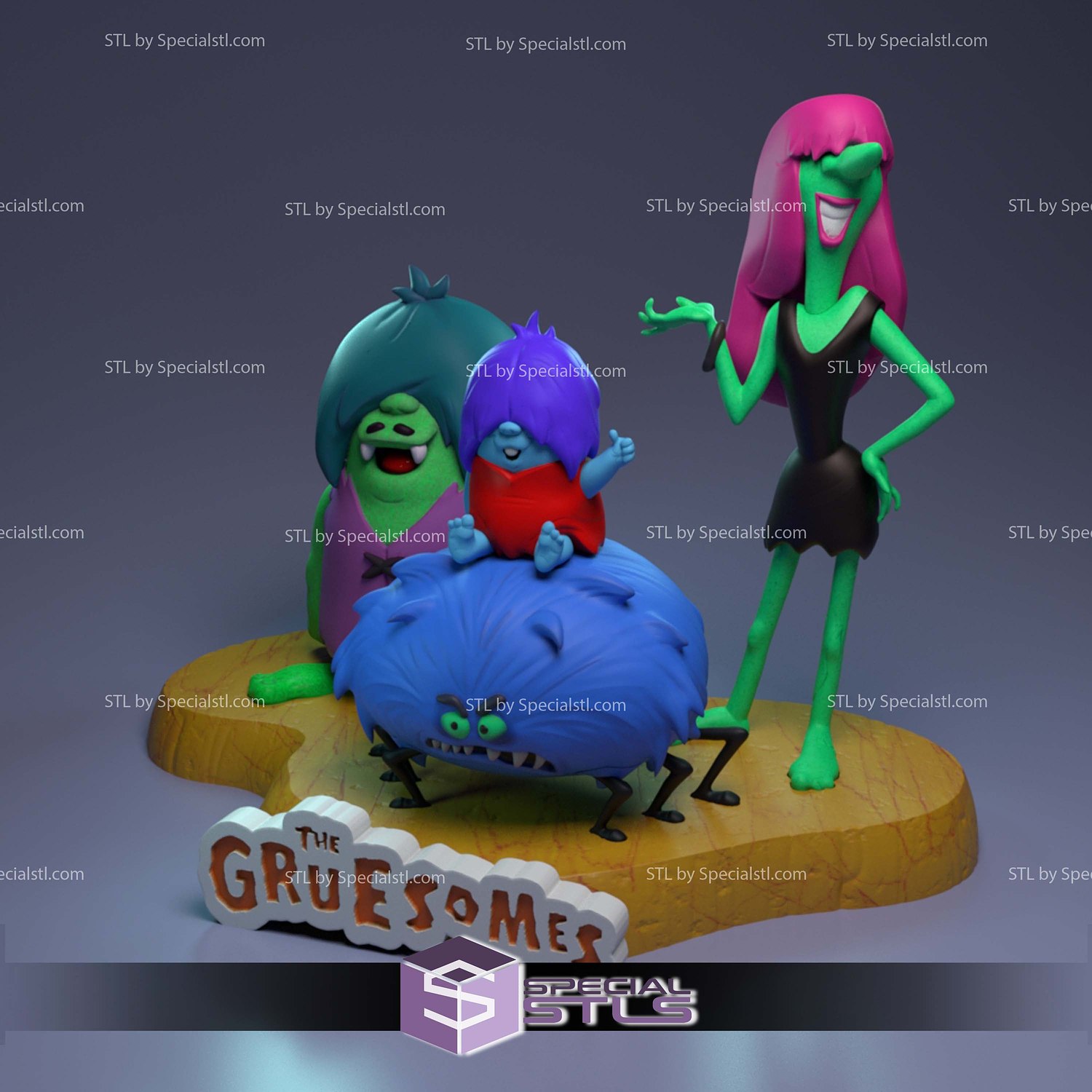 The Gruesomes The Flintstones Friends Sculptures 3D Printing STL Model — view 4