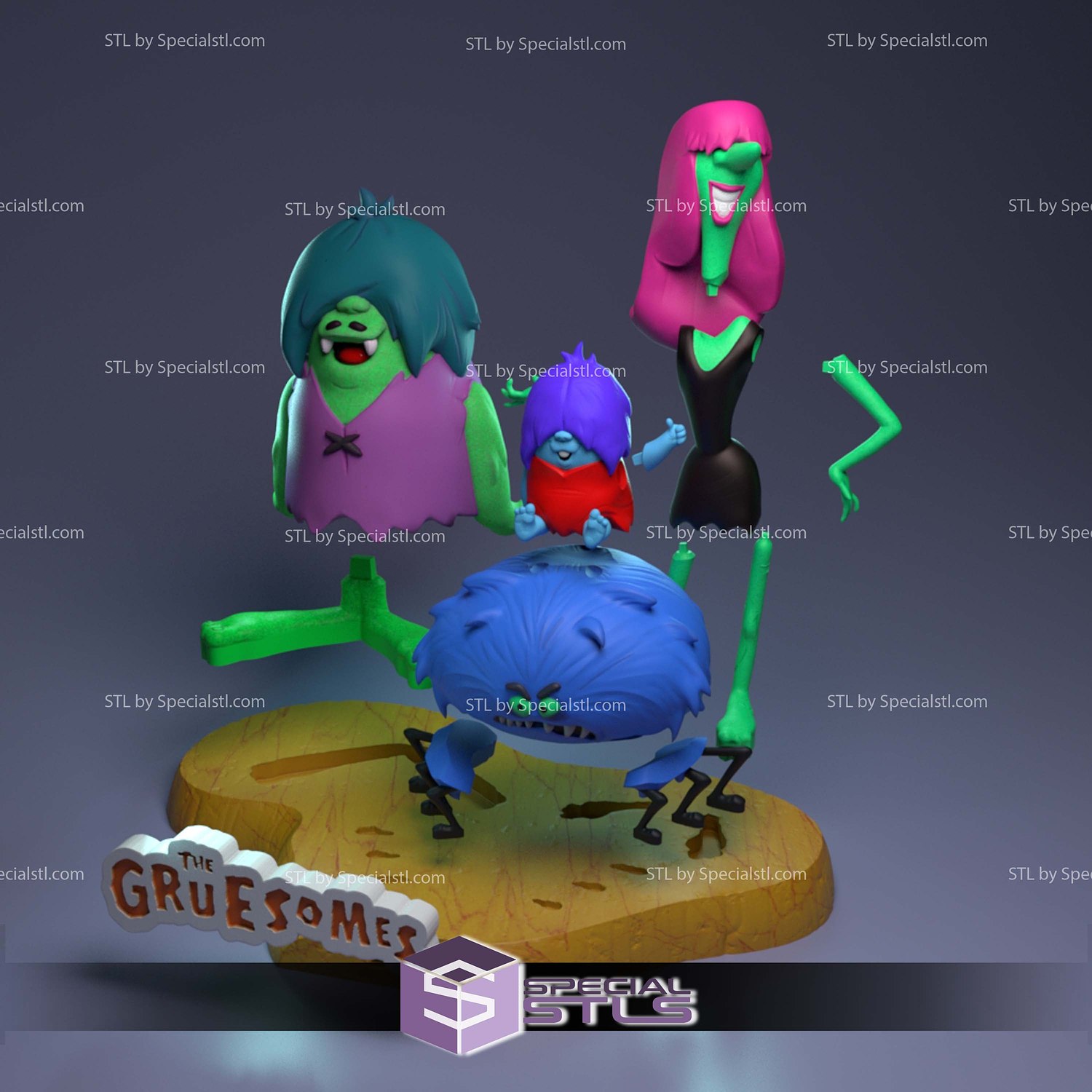The Gruesomes The Flintstones Friends Sculptures 3D Printing STL Model — view 5
