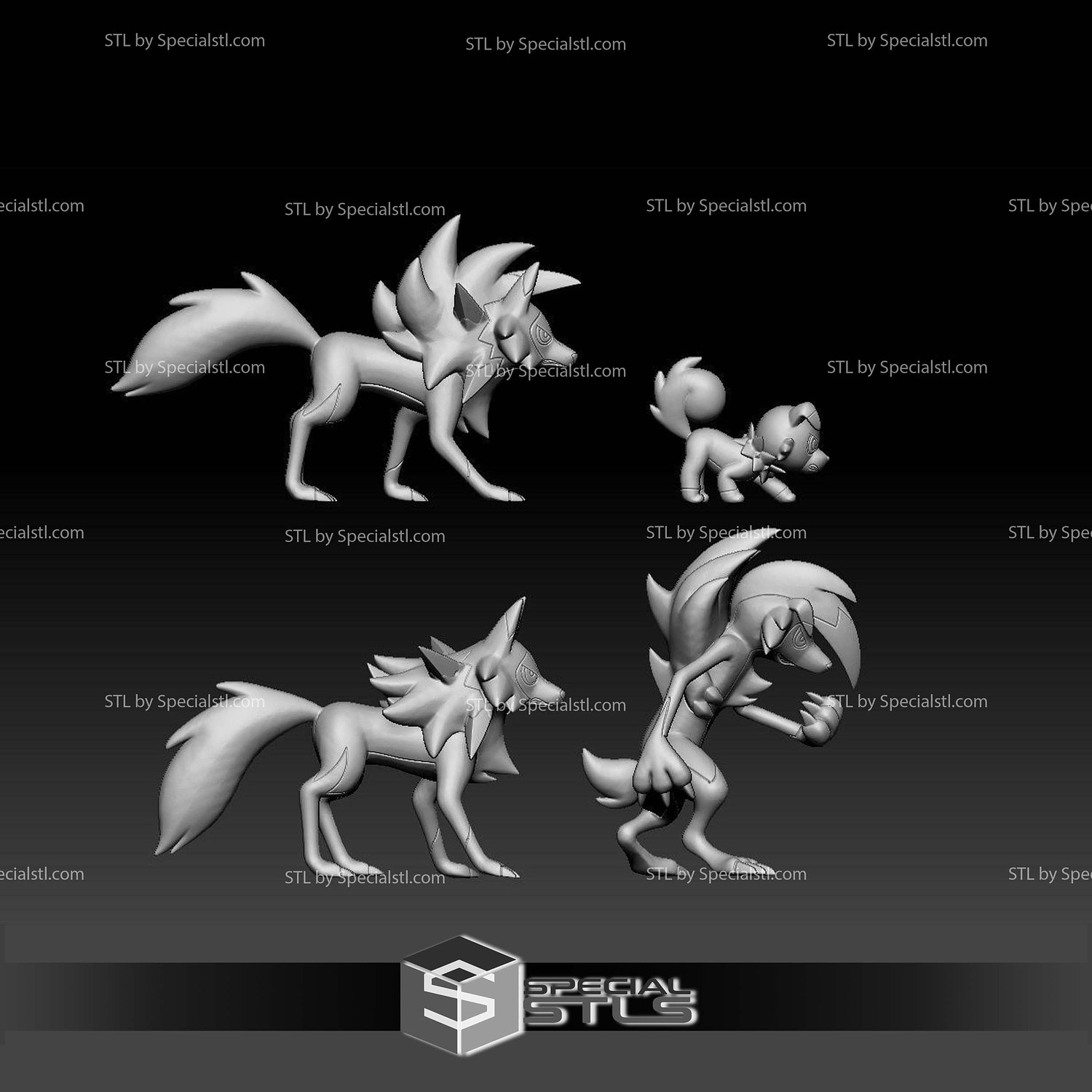 Pokemon STL Collection Rockruff Lycanroc 3D Model — view 2