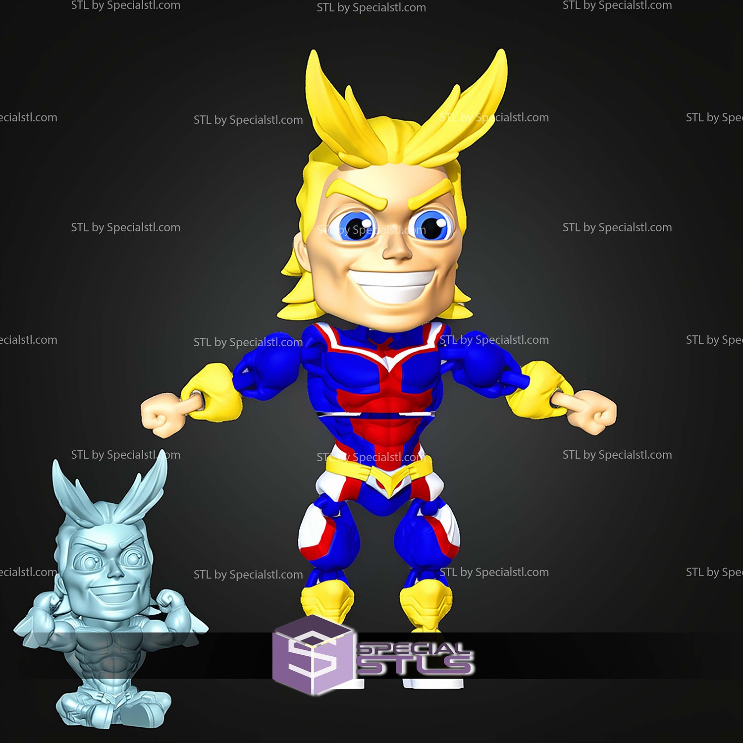 Super Basic STL All Might MultiColor Digital STL Files 3D Model — view 4