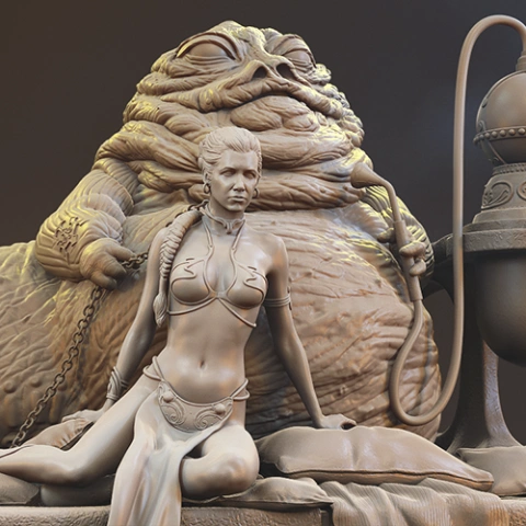 Jabba The Hutt \u0026 Leia in Diorama 3D Printer Files | Assembly STL Model