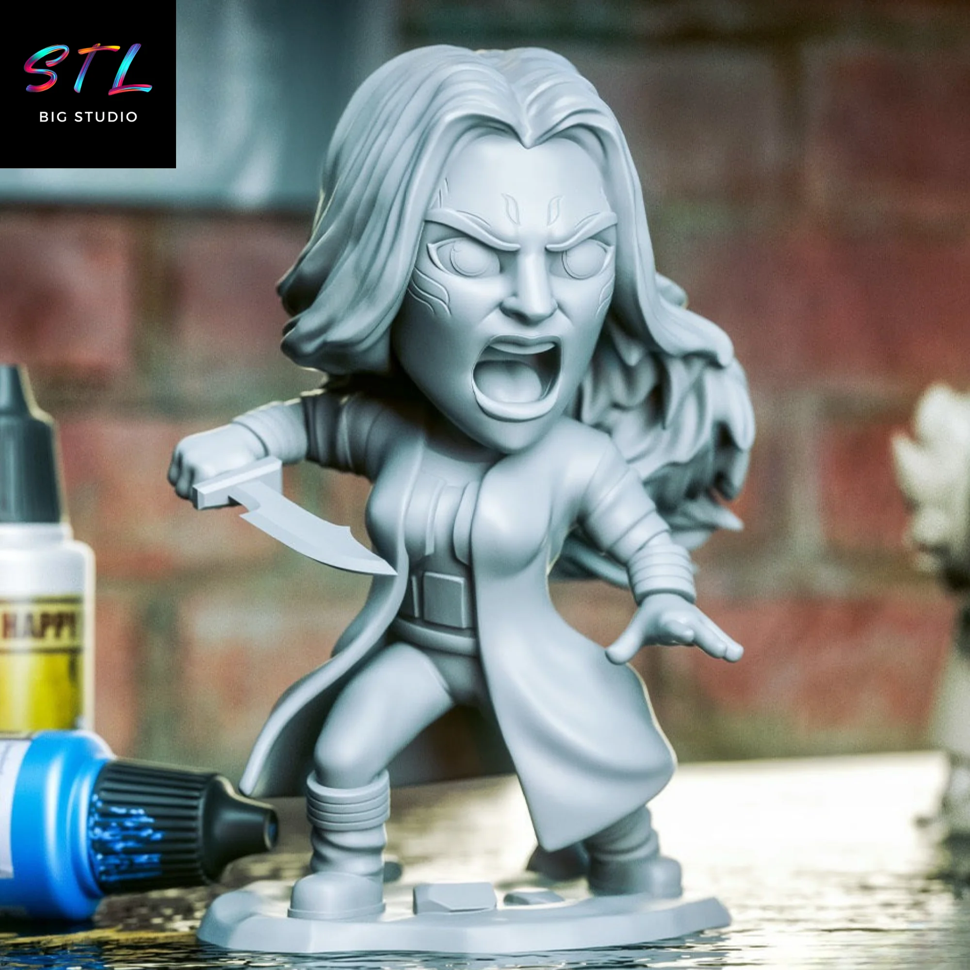 Gamora Chibi STL | Guardians of the Galaxy | 3D Printable Figure Model — view 3