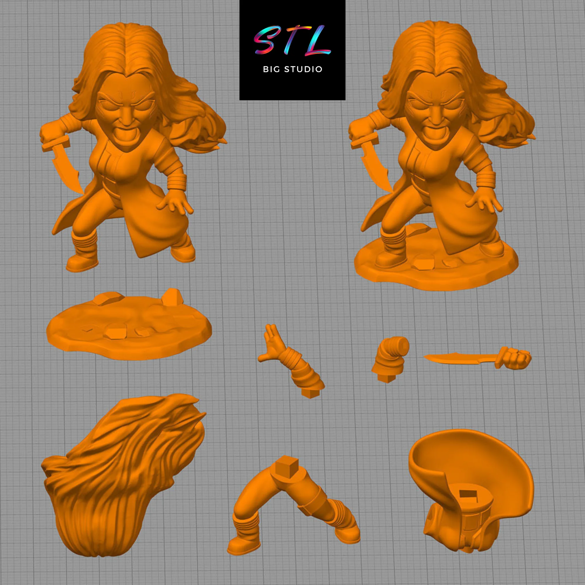 Gamora Chibi STL | Guardians of the Galaxy | 3D Printable Figure Model — view 4