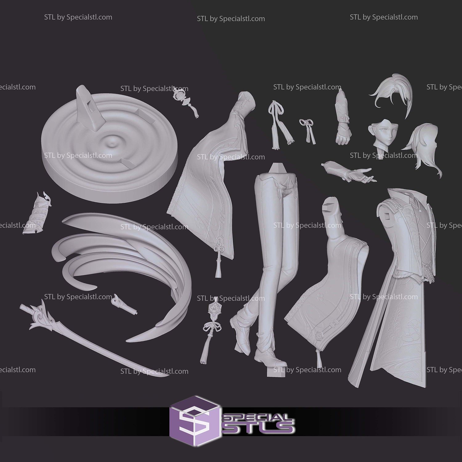 Kamisato Ayato V3 Sculptures 3D Printing STL Model — view 2