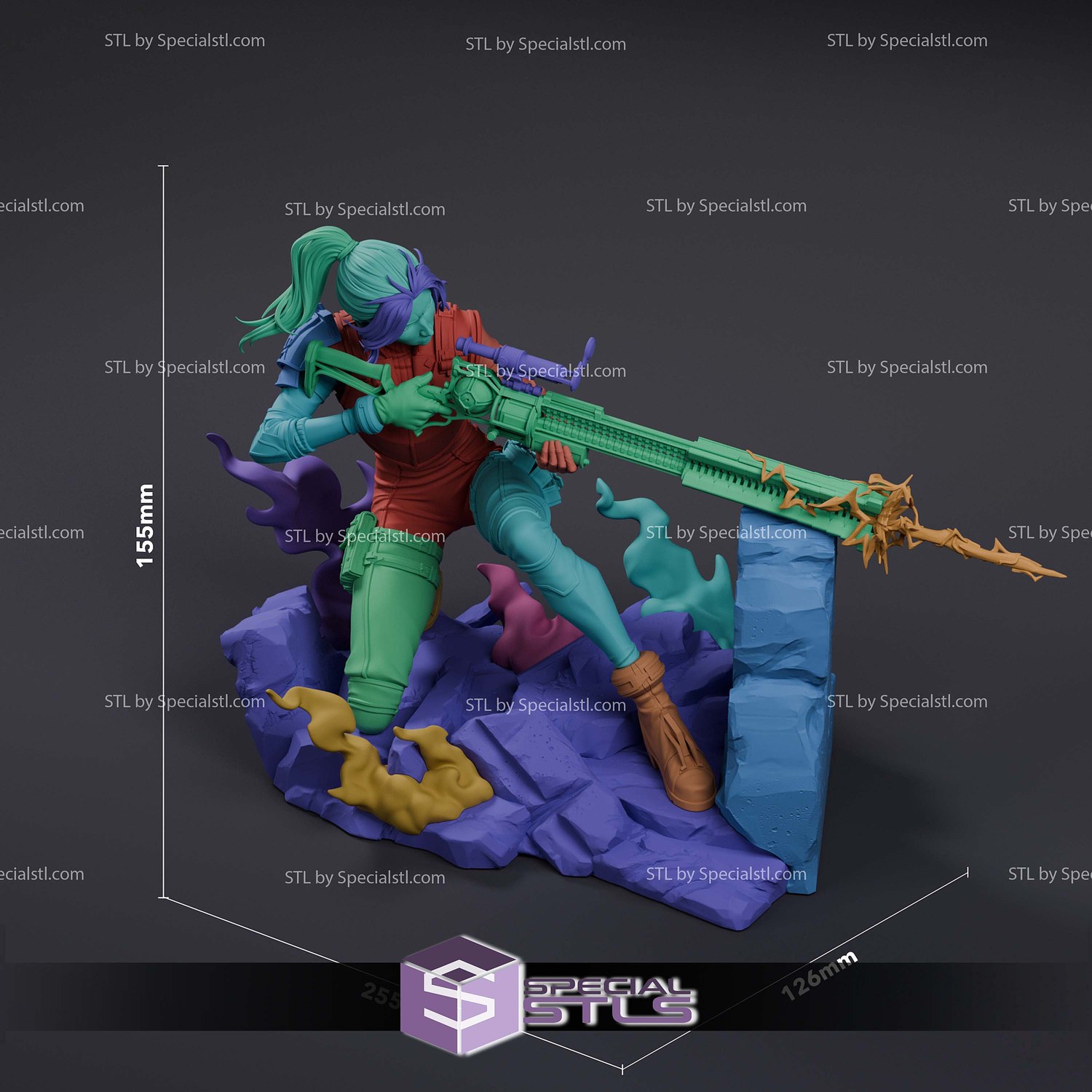 Caitlyn Kiramman Arcane 155mm 3D Printer Files STL Model — view 7