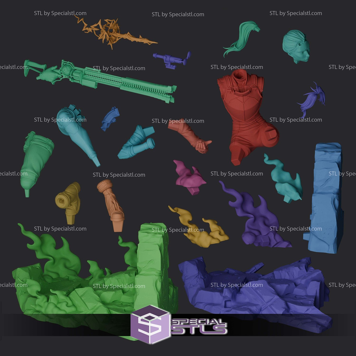 Caitlyn Kiramman Arcane 155mm 3D Printer Files STL Model — view 8