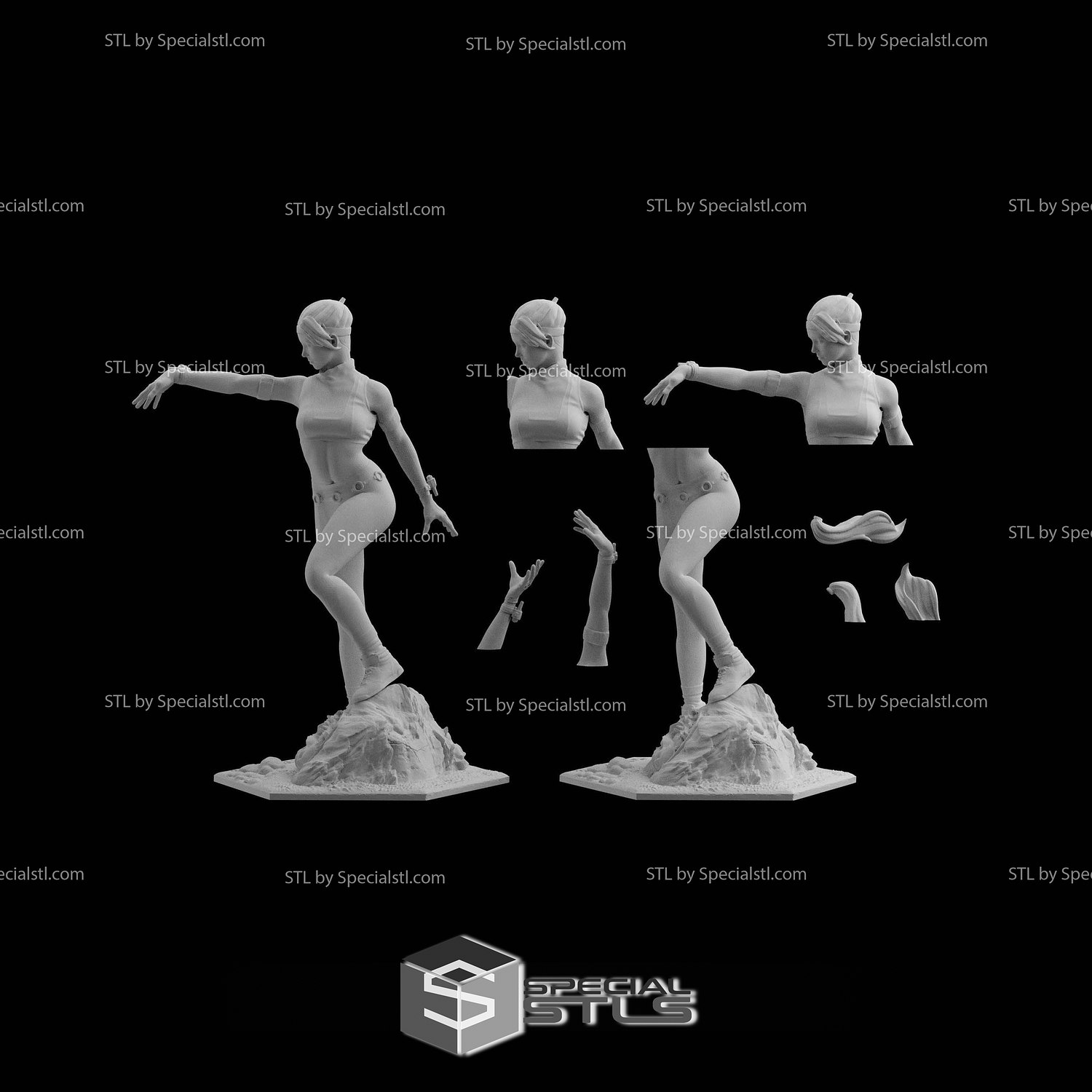 Sonya Blade Mortal Kombat Basic 3D Printer Files STL Model — view 6