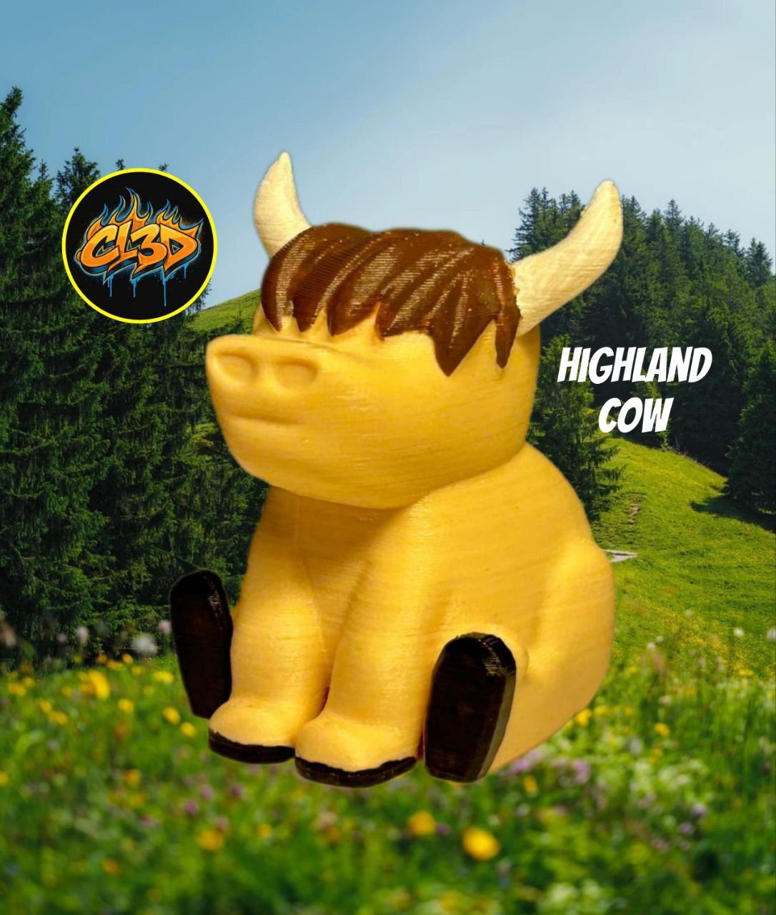 Highland Cow Mini Farm Animal 3D OBJ Model