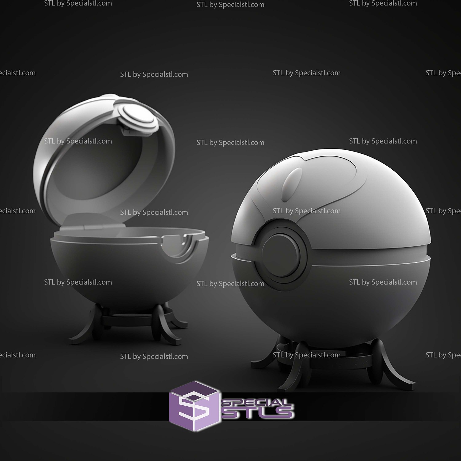 Basic Pokemon Collection Valentines Pokeball 3D STL Model — view 2