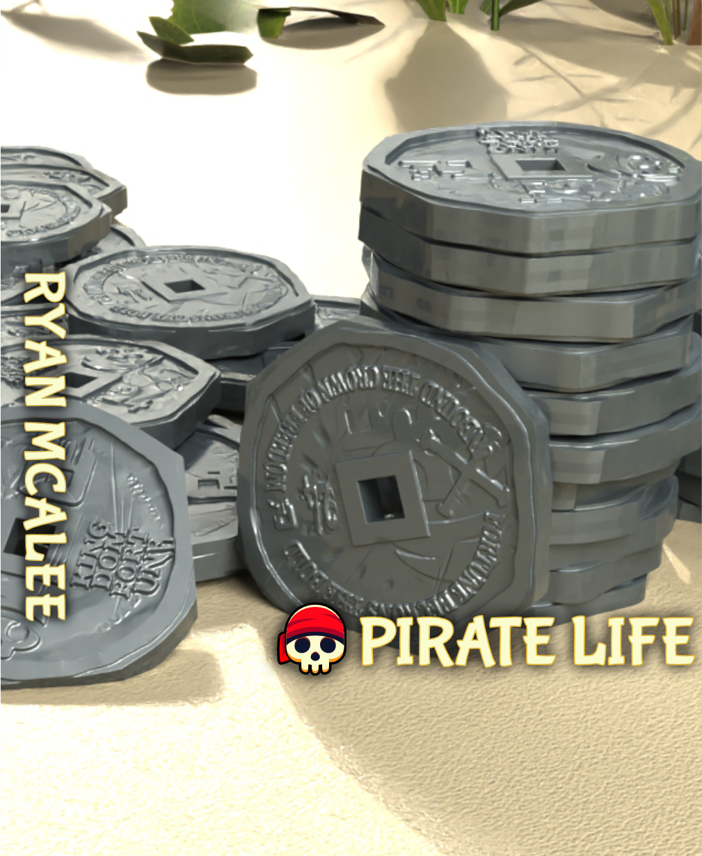 Square Cut Doubloon Coin | Pirate Treasure 3D 3MF Model