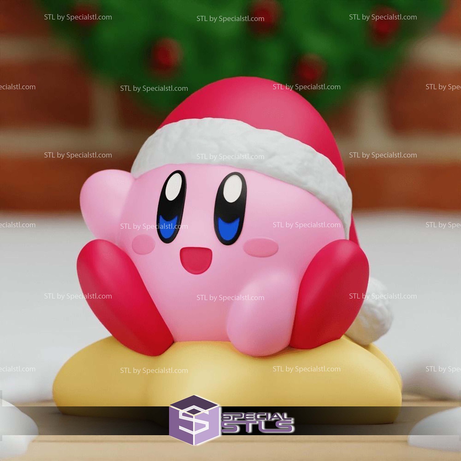 Super Basic STL Santa Kirby Christmas 3D Model — view 2