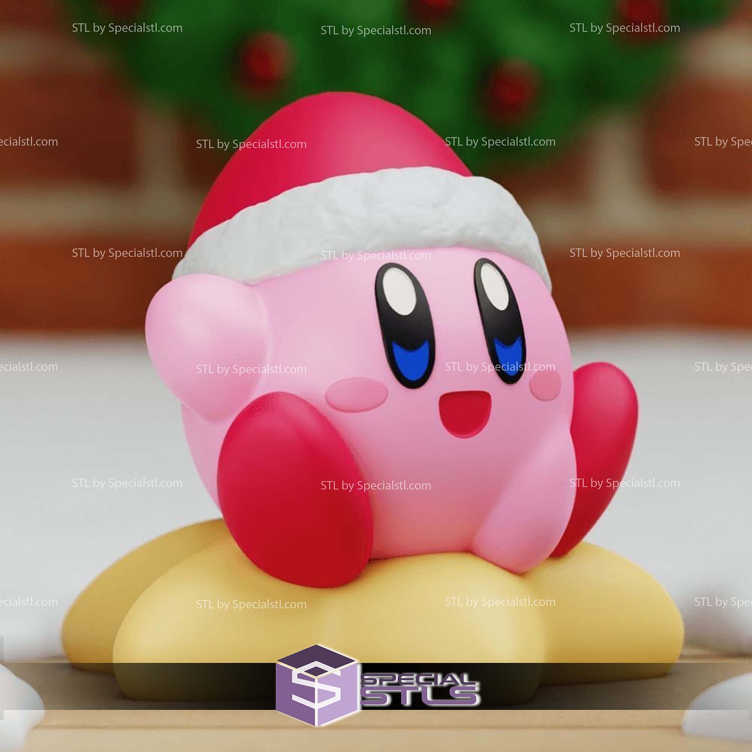 Super Basic STL Santa Kirby Christmas 3D Model — view 3