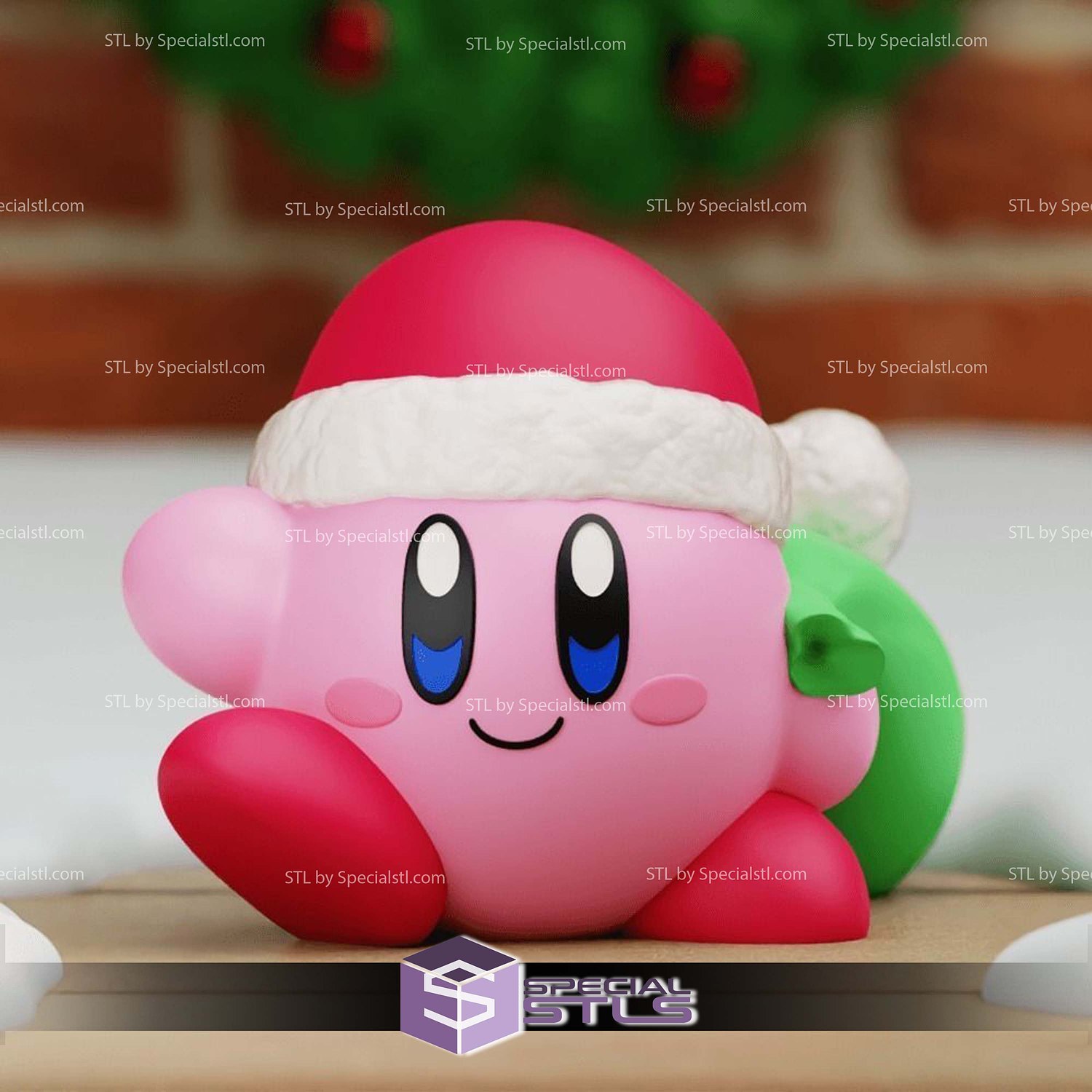 Super Basic STL Santa Kirby Christmas 3D Model — view 4
