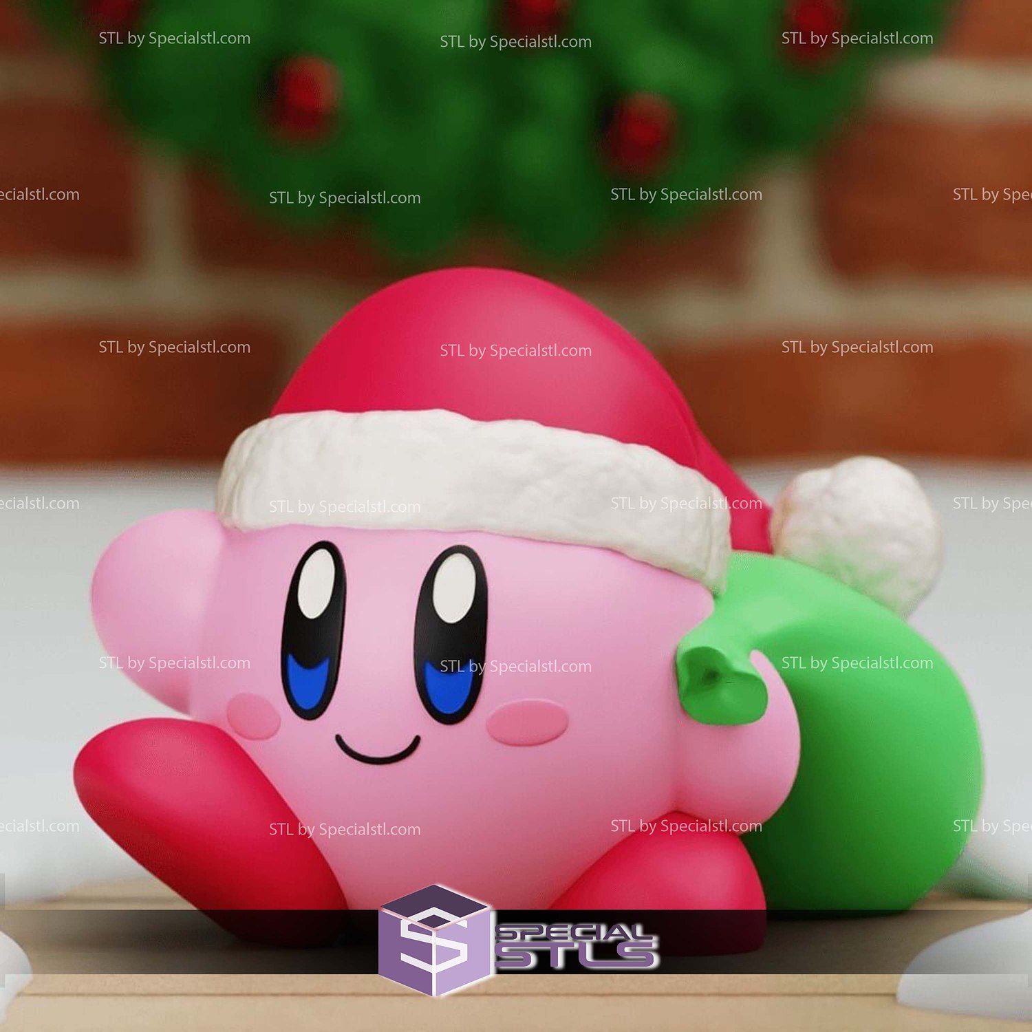 Super Basic STL Santa Kirby Christmas 3D Model — view 5