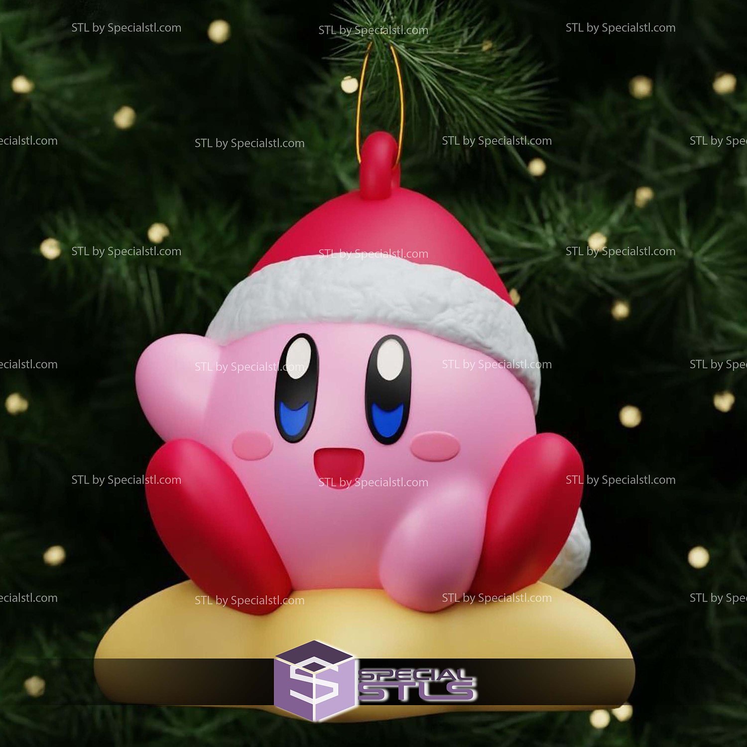 Super Basic STL Santa Kirby Christmas 3D Model — view 6