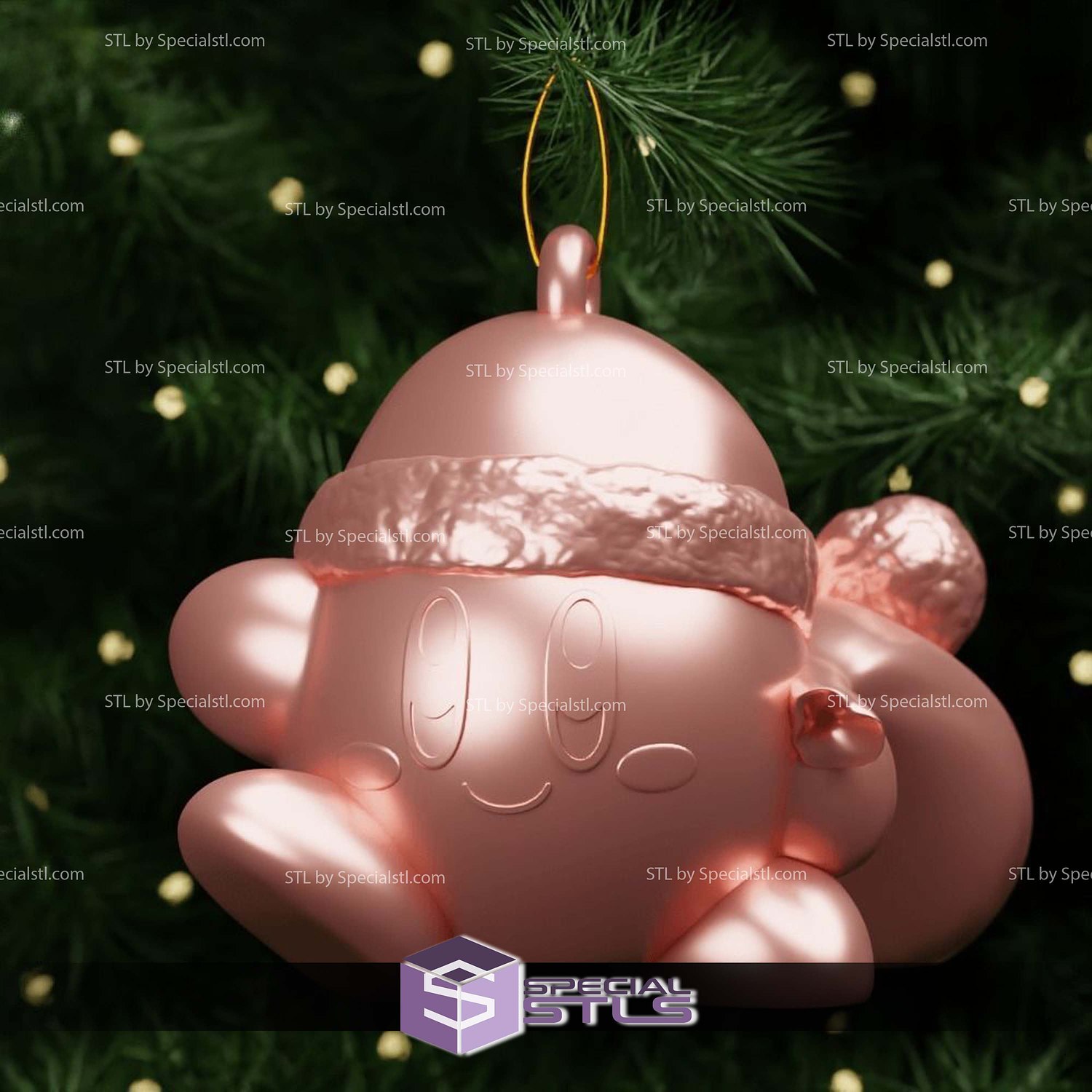 Super Basic STL Santa Kirby Christmas 3D Model — view 8