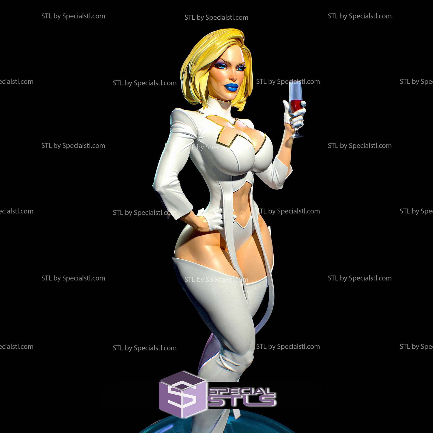 Emma Frost and Wine 3D Printer Files STL Model — view 2