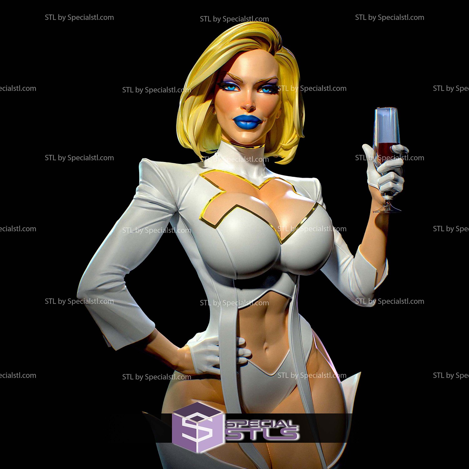 Emma Frost and Wine 3D Printer Files STL Model — view 5