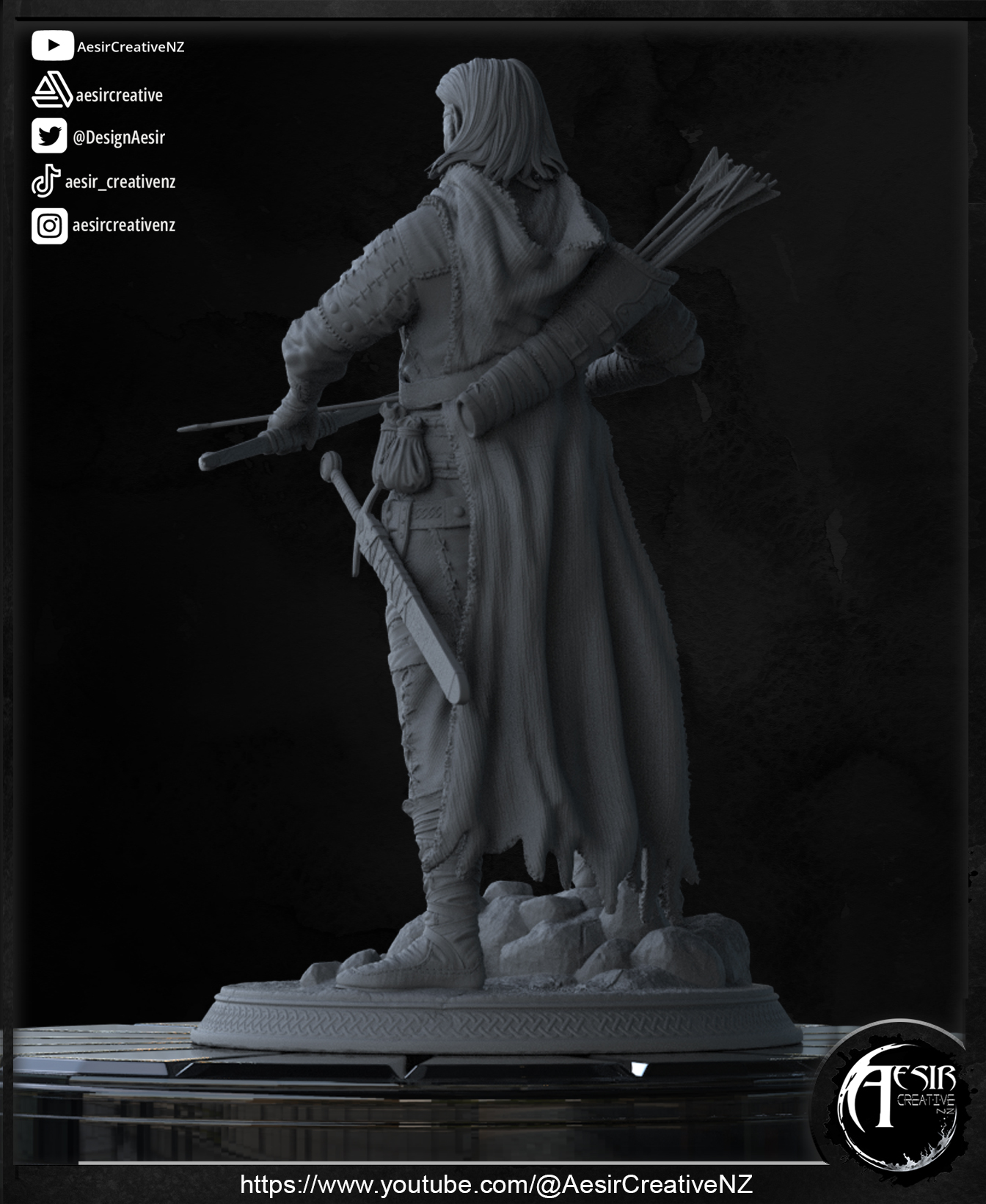 Tanis HalfElf - 400mm Display Model - Supported & Unsupported Versions 3D STL Model