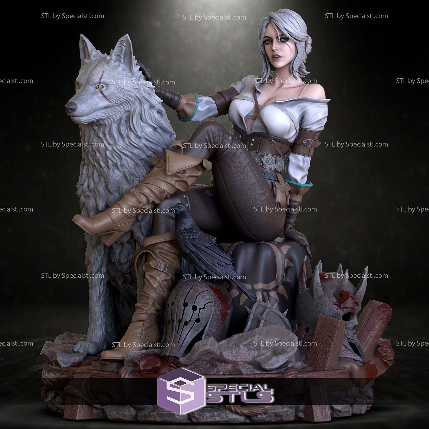 Ciri and Wolf 3D Printer Files STL Model — view 2