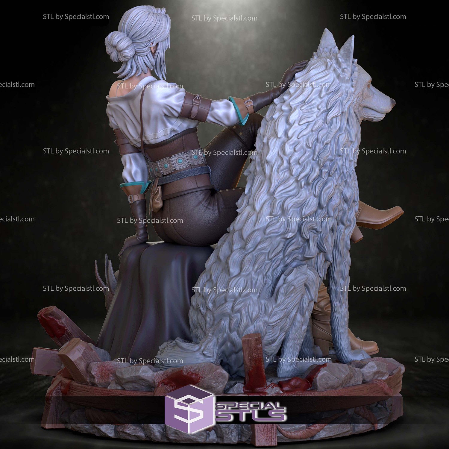 Ciri and Wolf 3D Printer Files STL Model — view 5