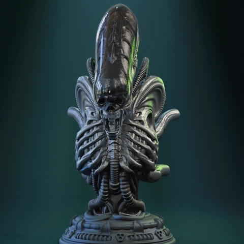 Xenomorph Mesoskeleton Bust 3D Printer Files | Assembly STL Model