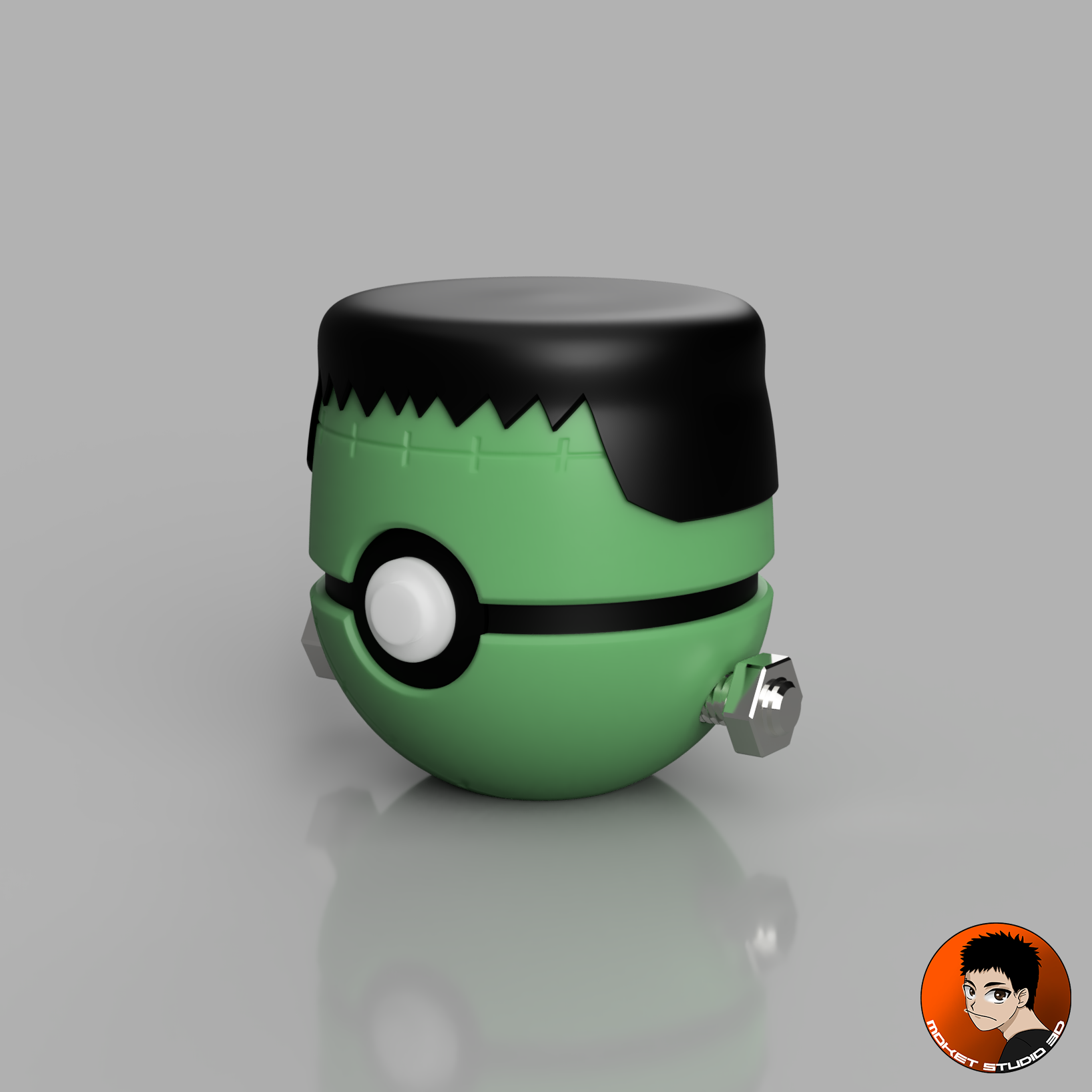 frankenstein Pokeball for halloween 3D STL Model