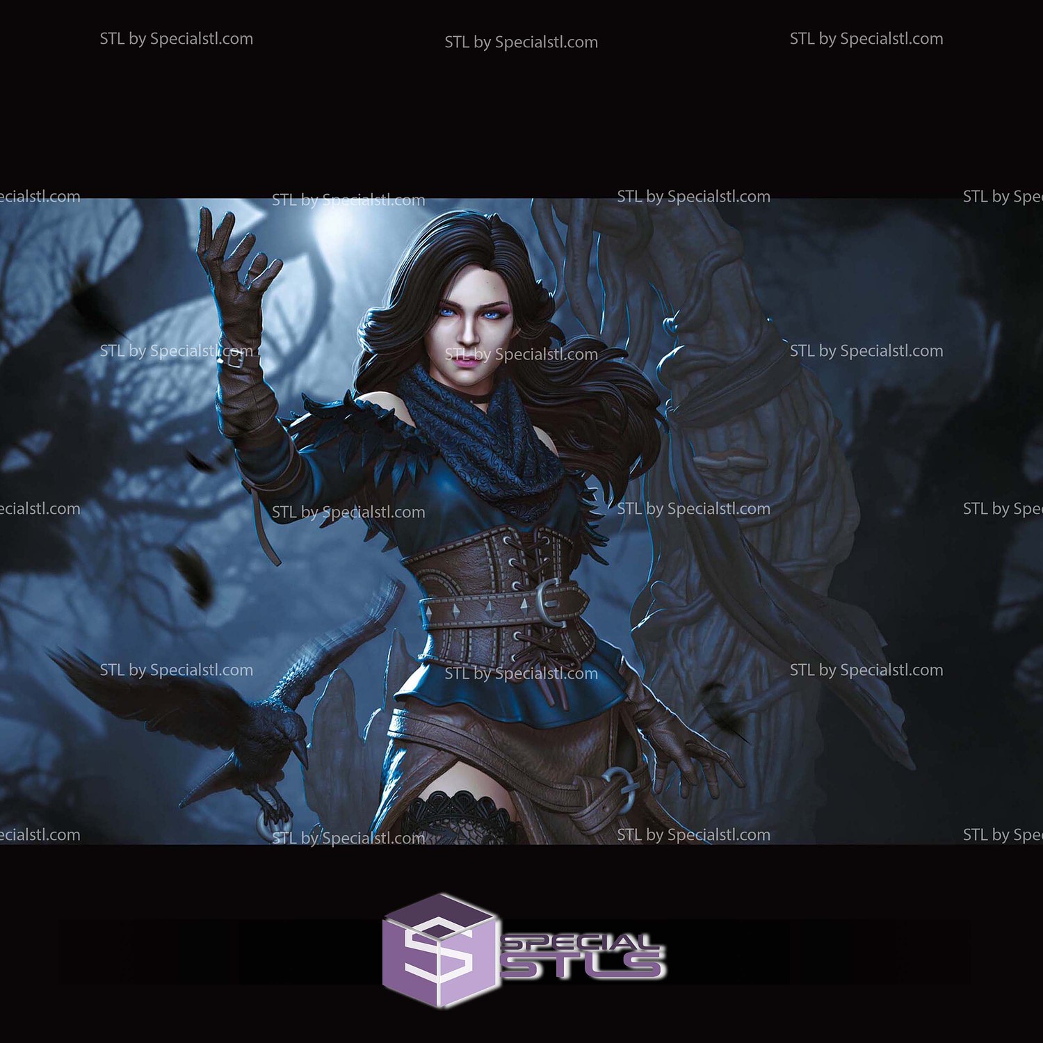 Yennefer and Raven The Witcher Sculptures 3D Printing STL Model — view 2