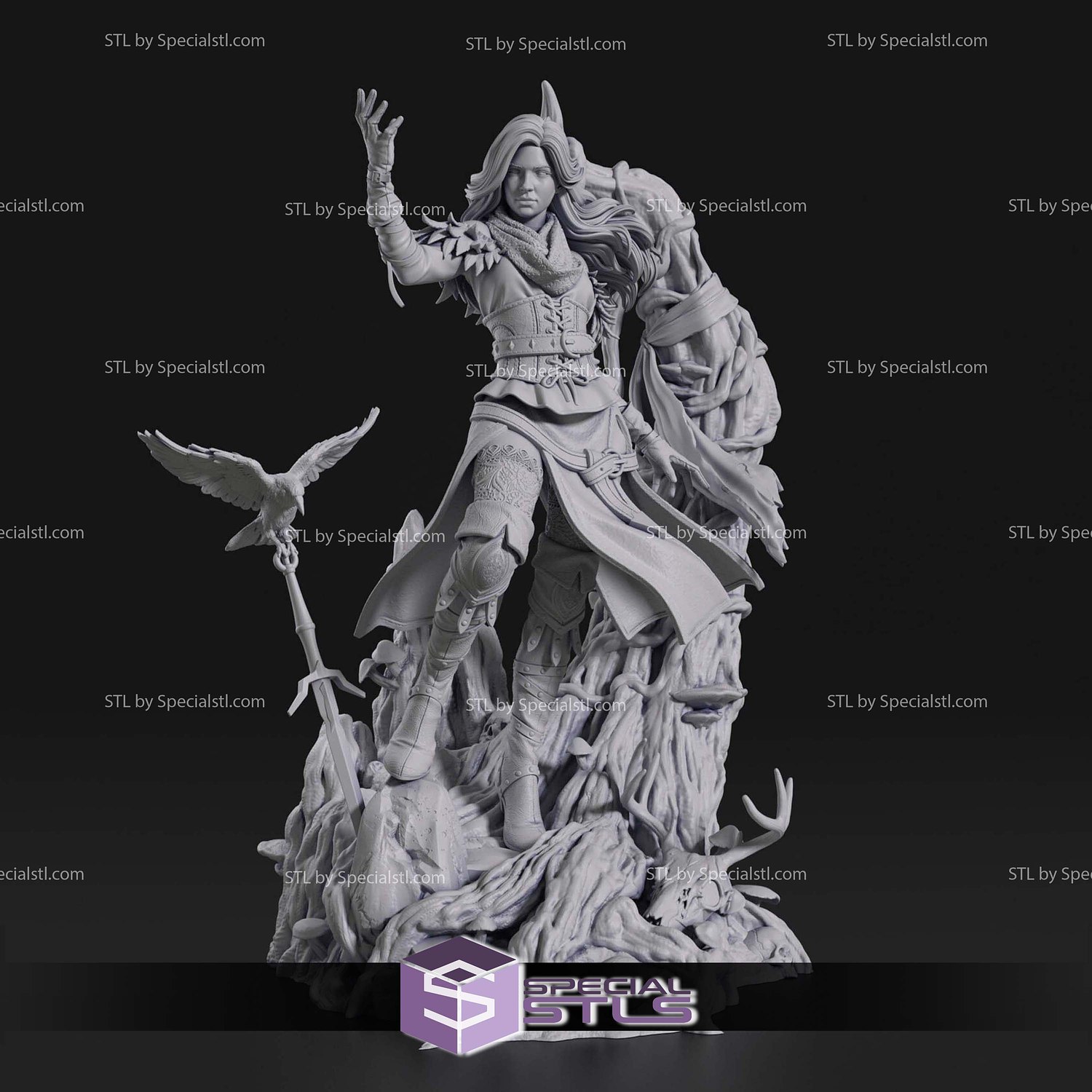 Yennefer and Raven The Witcher Sculptures 3D Printing STL Model — view 3