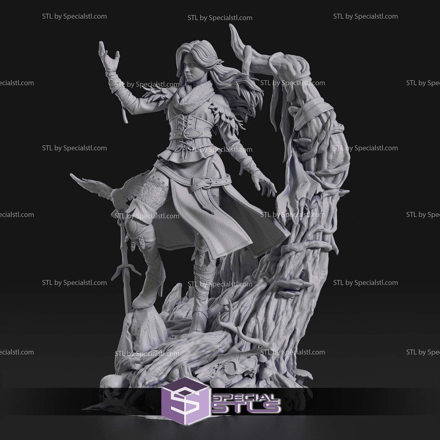Yennefer and Raven The Witcher Sculptures 3D Printing STL Model — view 4