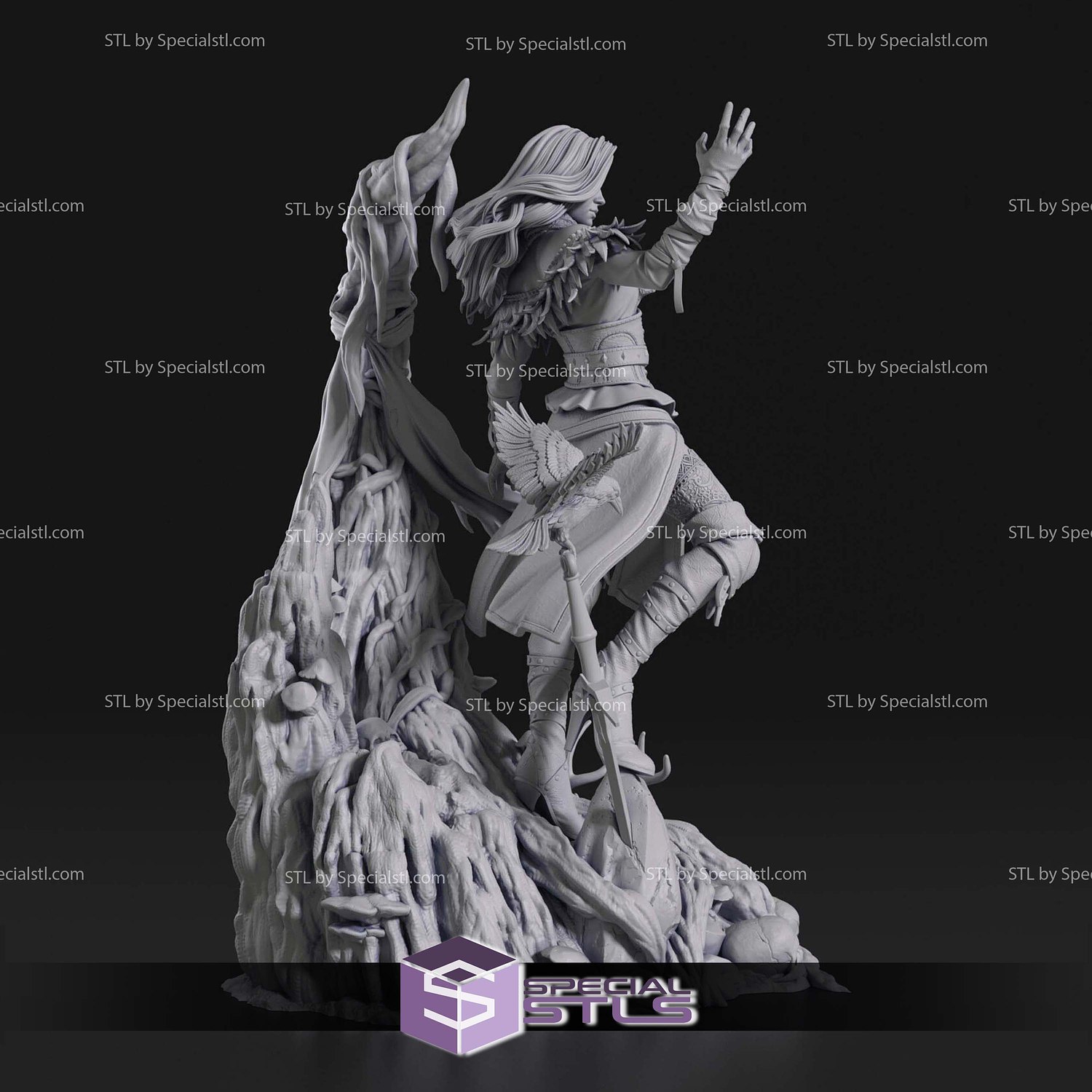 Yennefer and Raven The Witcher Sculptures 3D Printing STL Model — view 5