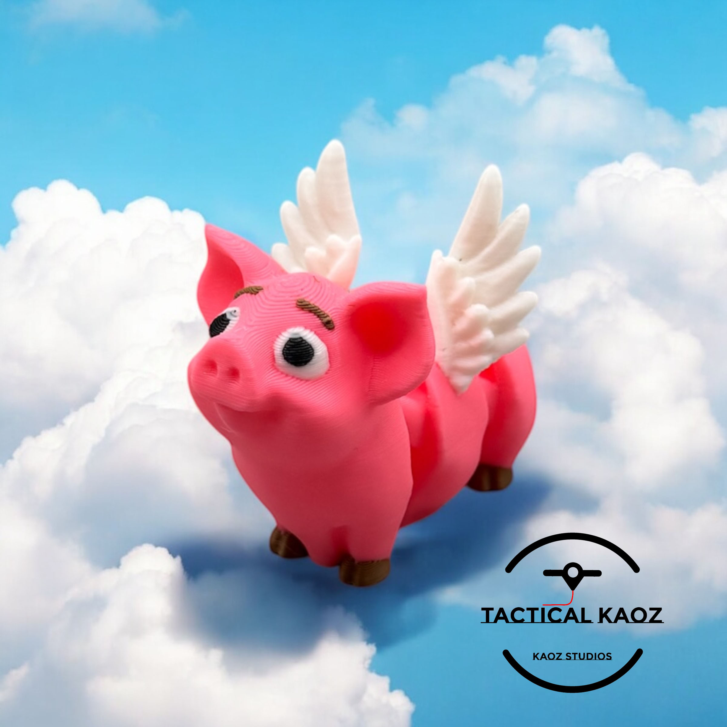 Articulating Flying Pig - Flexy Print in Place 3D STL Model