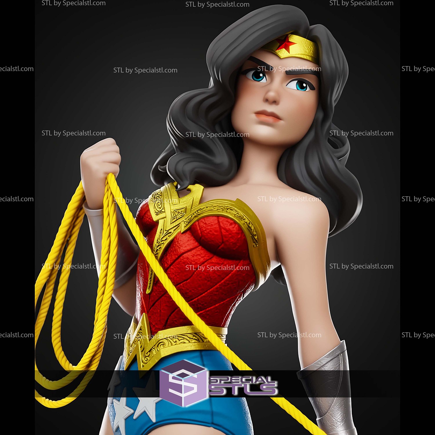 Wonder Woman Toon 179mm STL Files 3D Model — view 4