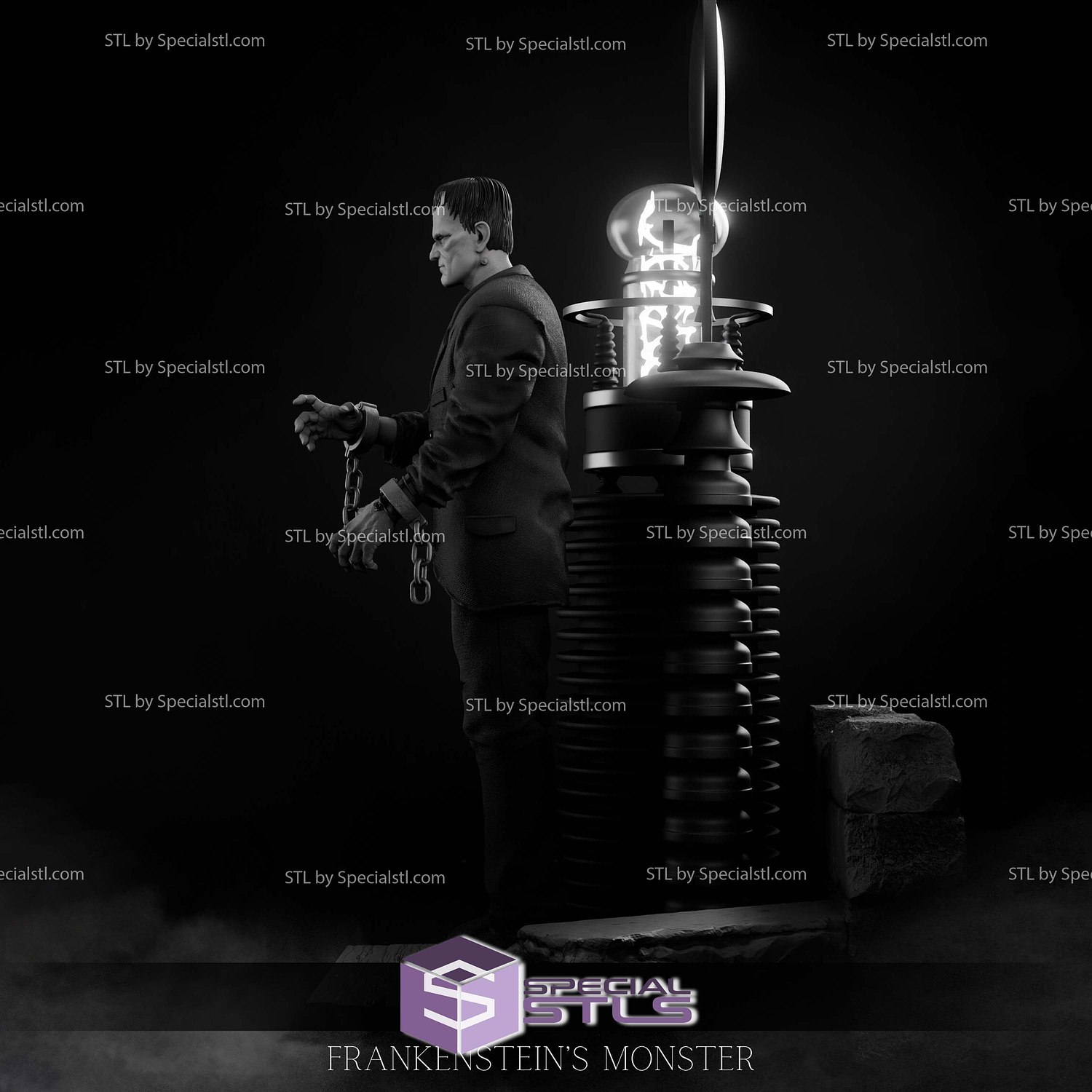 Viktor Frankenstein Monster Electric Digital STL Files 3D Model — view 2