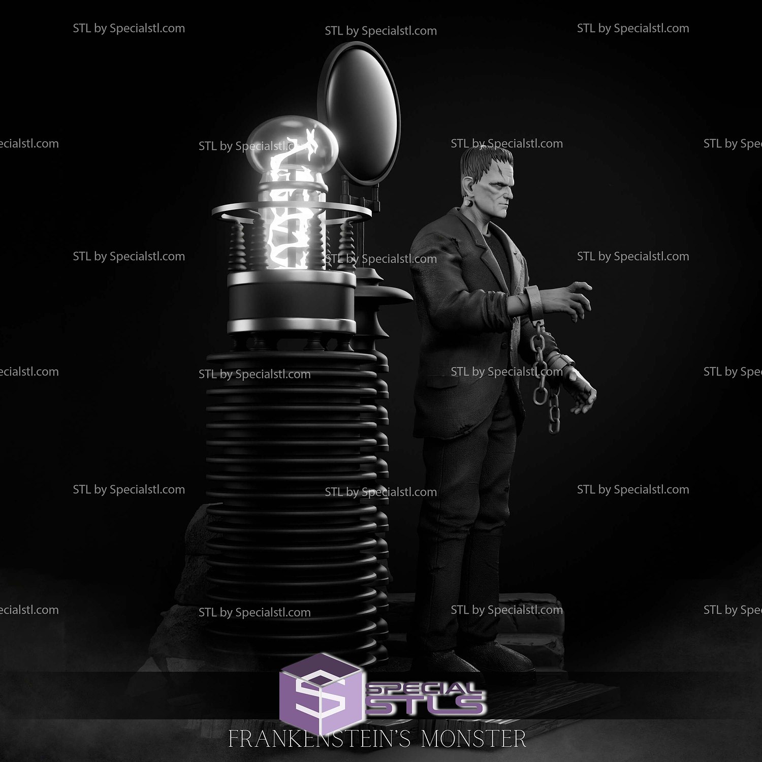 Viktor Frankenstein Monster Electric Digital STL Files 3D Model — view 4