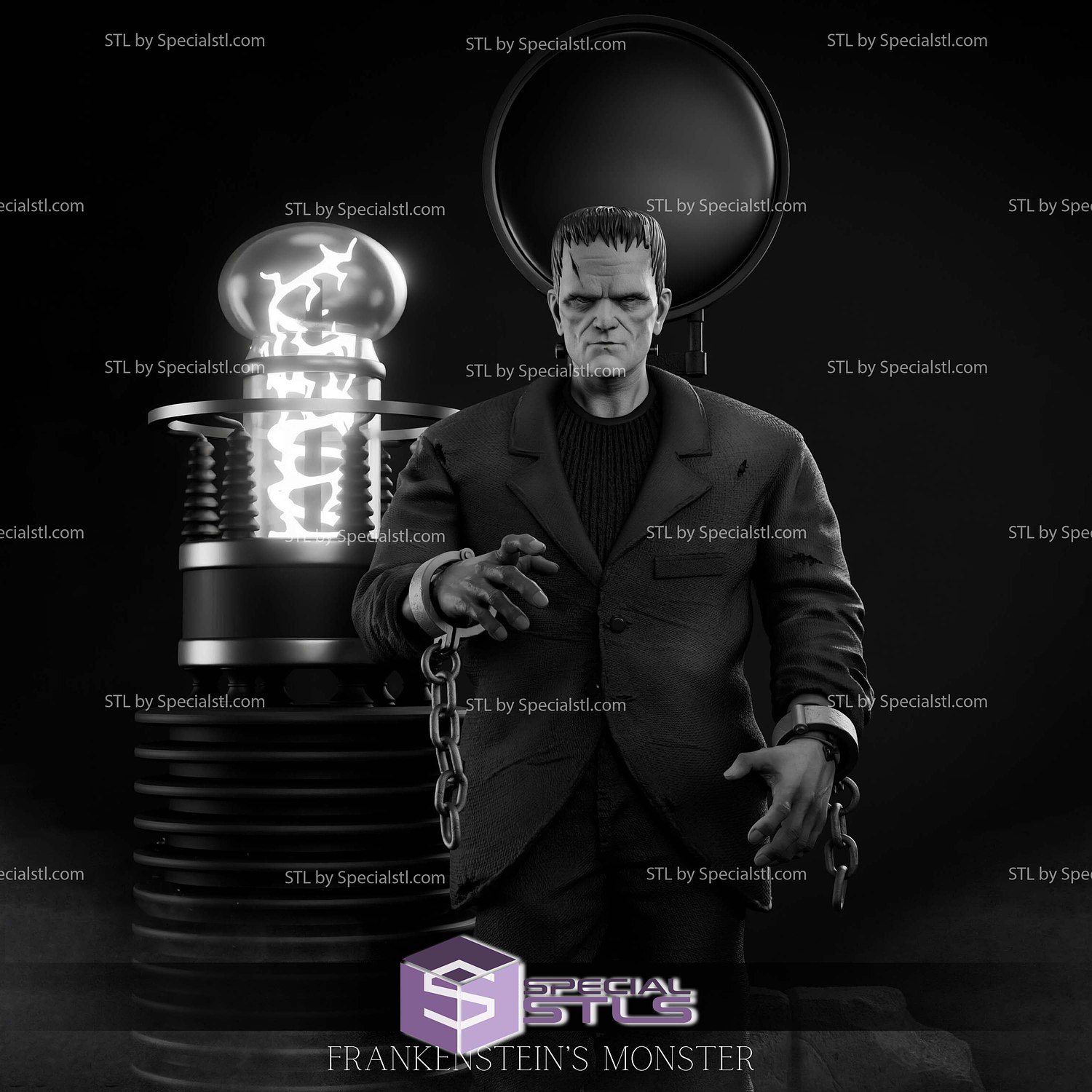 Viktor Frankenstein Monster Electric Digital STL Files 3D Model — view 5