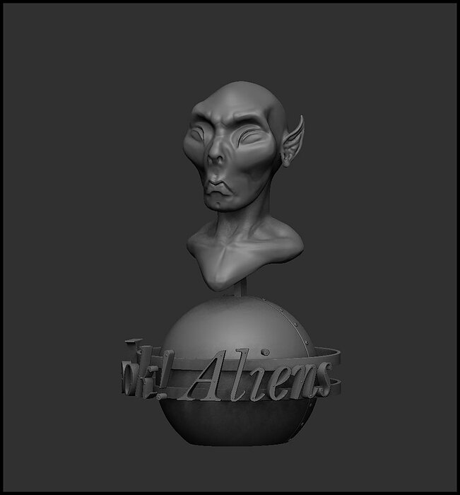 Alien bust of 3D STL Model — view 2