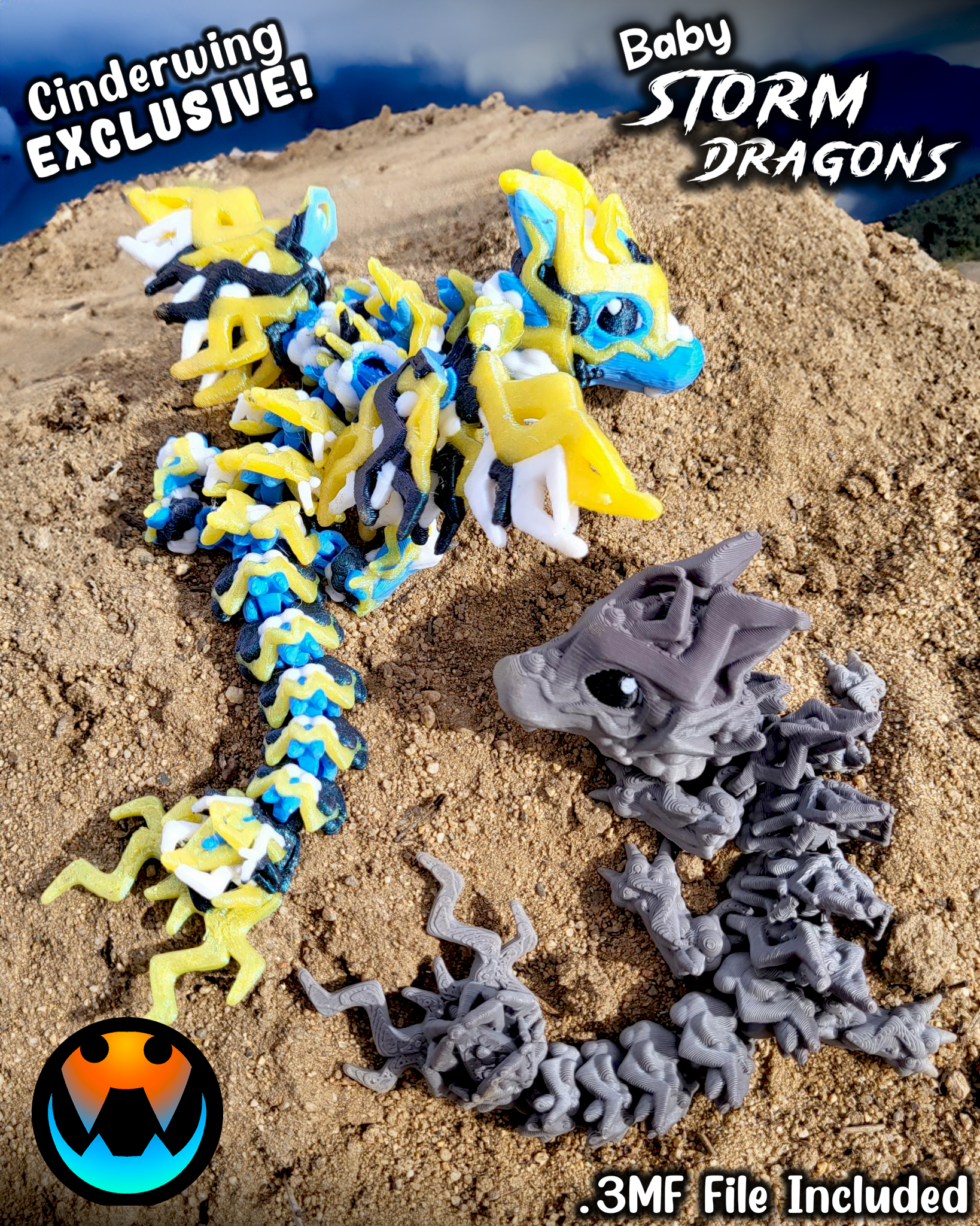Baby Storm Dragon 3D STL Model