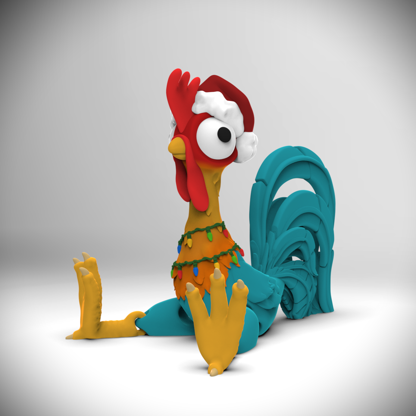 Holiday Hei Hei the Rooster (Moana)- Flexi Legs (+Bambu colored 3mf) 3D STL Model