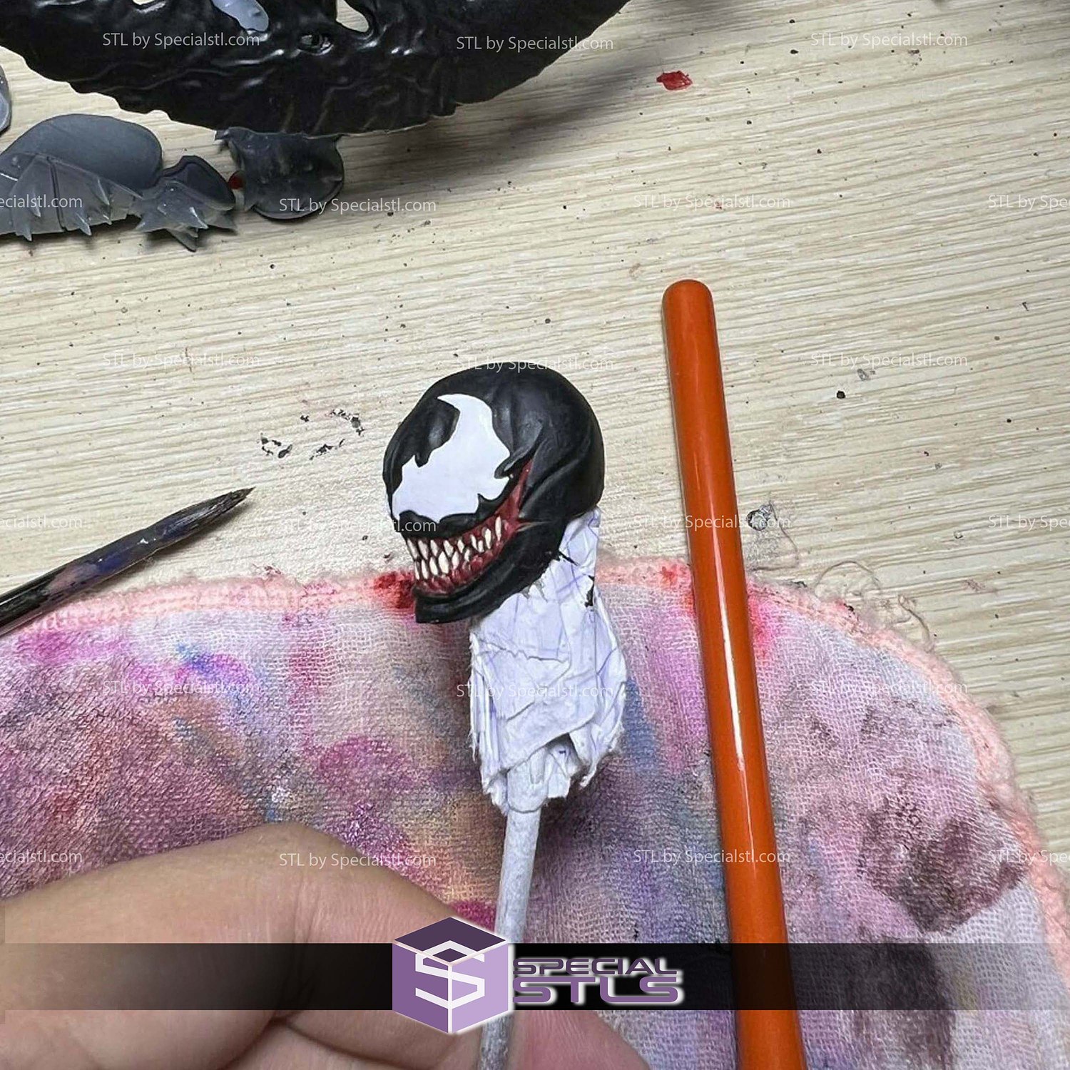 Custom Head STL Venom Smile 3D Model — view 3