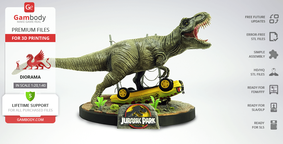 Jurassic Park 25th Anniversary in Diorama 3D Printer Files | Assembly STL Model