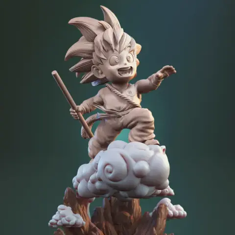 Kid Goku on Flying Nimbus 3D Printer Files | Assembly STL Model
