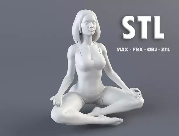 Woman 2 STL in yoga pose 3D ZTL Model