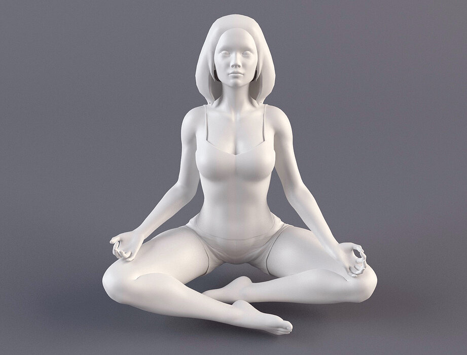 Woman 2 STL in yoga pose 3D ZTL Model — view 3