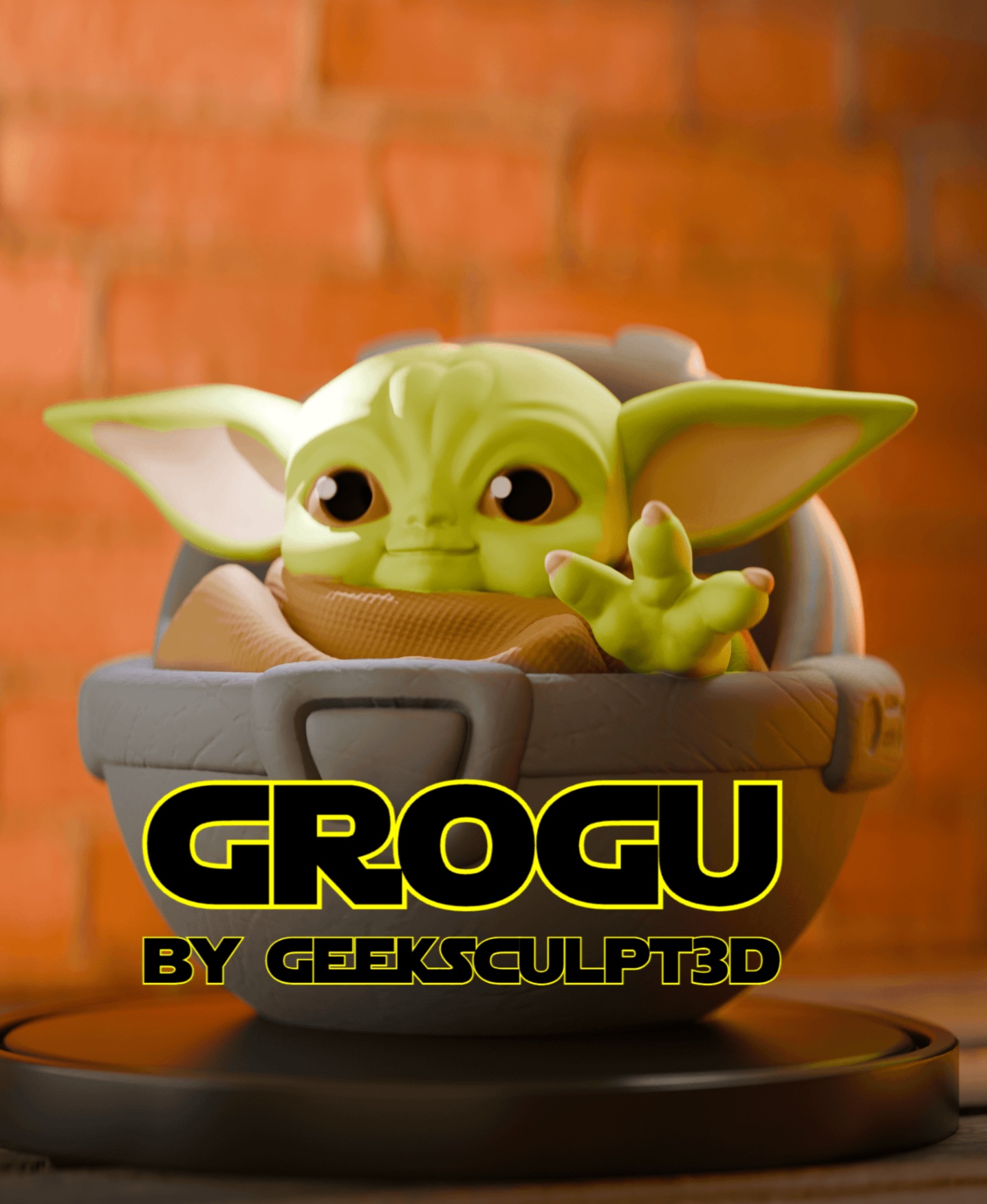 Grogu in Hover Pod Figurine for Star Wars Fans 3D 3MF Model