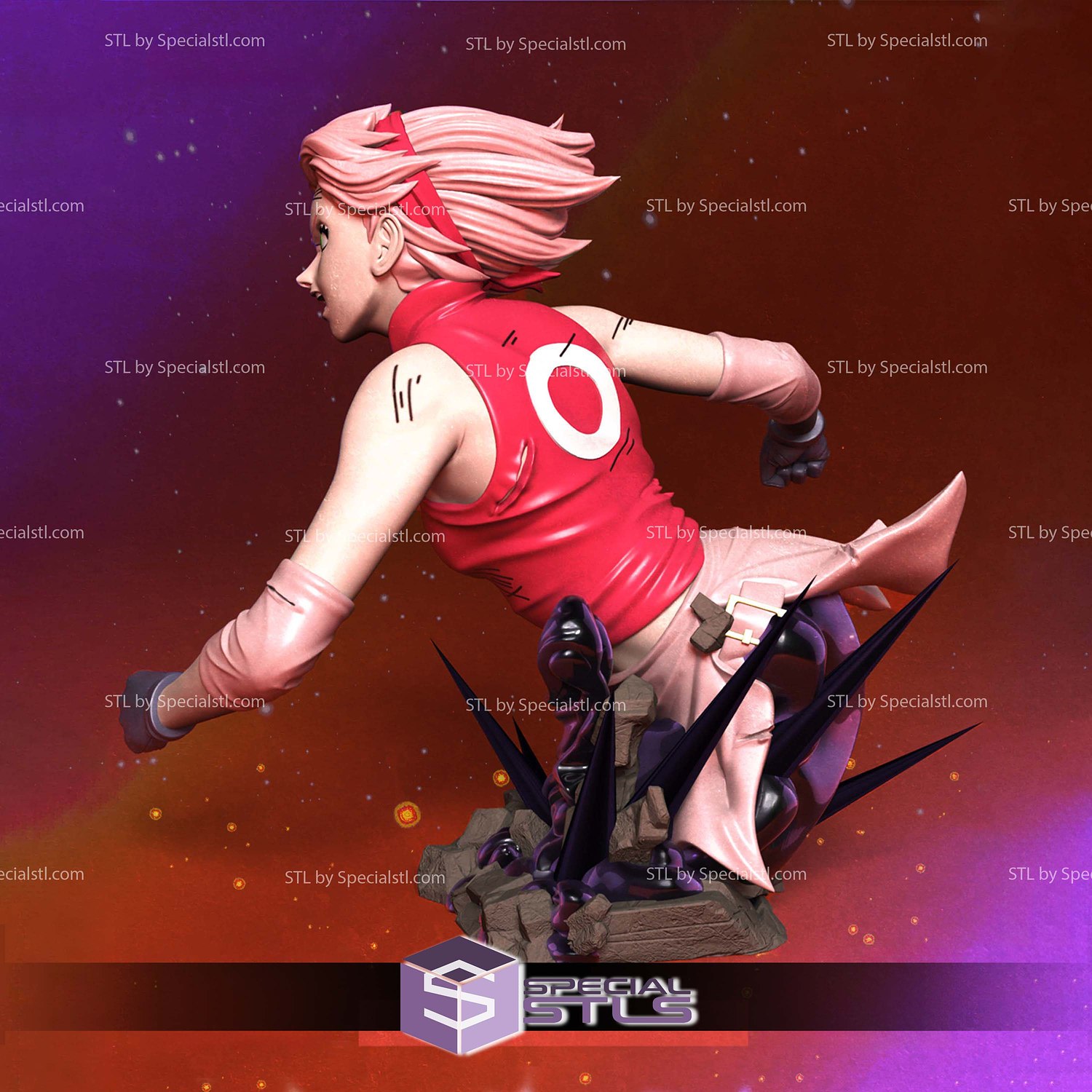 Sakura Battle Bust STL Files 3D Model — view 2