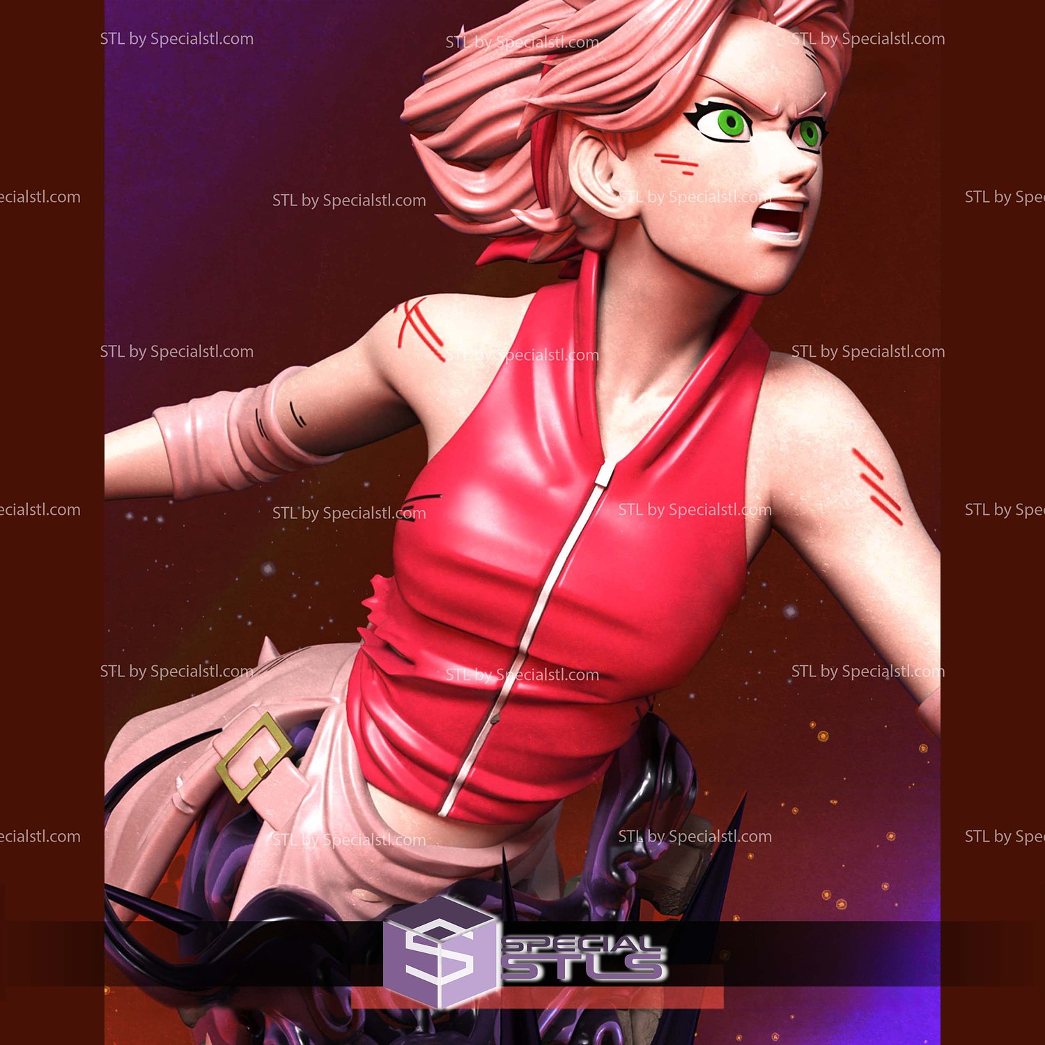 Sakura Battle Bust STL Files 3D Model — view 3